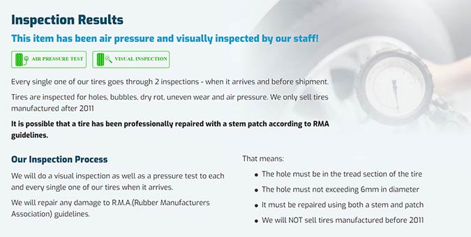 Tire Inspection Results